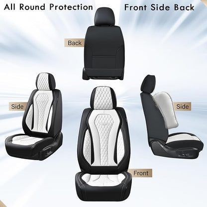 Coverado Seat Covers 2 Pack, Car Seat Covers Front Seats, White Car Seat Cover, Waterproof Car Seat Covers, Car Seat Cushion, Front Leather Seat Protector Fit for Most Cars
