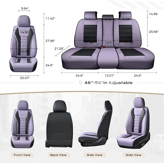 Coverado Car Seat Covers Full Set, Seat Covers for Cars, Front Seat Covers and Back Seat Cover Waterproof Leather Automotive Seat Cover, Universal Car Interior Protectors Cushion for Most Cars