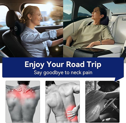 Super Useful Car Headrest Pillow, Car Pillow for Driving with Adjustable Strap, 100% Memory Foam Neck Pillow, Ergonomic Design - Car Neck Pillow(Black, 2 Pack)