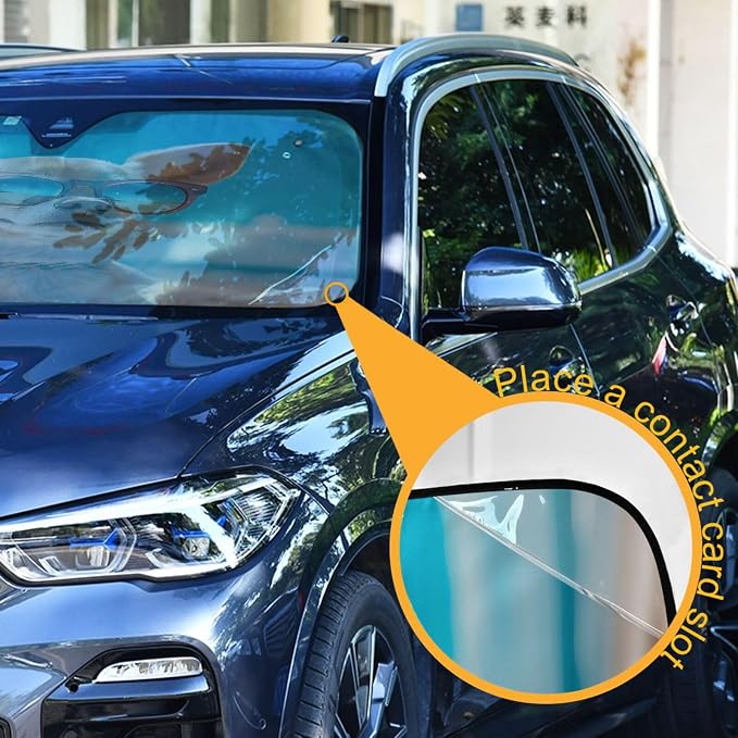 Windshield Sun Shade Chihuahua Dog Summer Beach Front Window Block UV Shades Visor Reflective Retractable for Car SUV Trucks