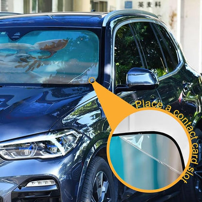 Windshield Sun Shade Chihuahua Dog Summer Beach Front Window Block UV Shades Visor Reflective Retractable for Car SUV Trucks