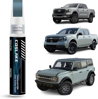 Car Touch Up Paint(Cactus Gray(NE/M7457)) for Ford, Car Paint Scratch Repair Kit, Quick & Easy Solution to Repair, 2 in 1 Scratch Remover Pen with 2PCS Disposable Micro Applicators