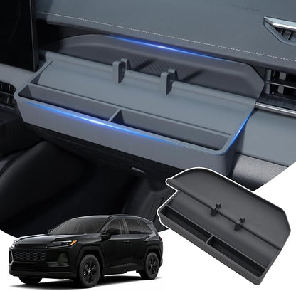 Autorder Silicone Passenger Organizer Tray for 2026 Toyota RAV4 Accessories - Dashboard Hidden Storage Organizer, Anti-Slip Tray with Phone Slot and Extra Compartments - Black