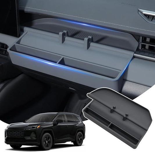Autorder Silicone Passenger Organizer Tray for 2026 Toyota RAV4 Accessories - Dashboard Hidden Storage Organizer, Anti-Slip Tray with Phone Slot and Extra Compartments - Black
