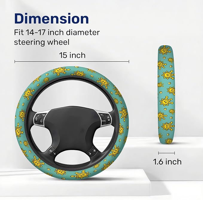 GENANY Retro Game Steering Wheel Cover, Non Slip Polyester Car Wheel Protector for Car SUV Truck, Universal 15 Inch