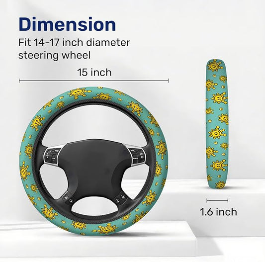 GENANY Retro Game Steering Wheel Cover, Non Slip Polyester Car Wheel Protector for Car SUV Truck, Universal 15 Inch
