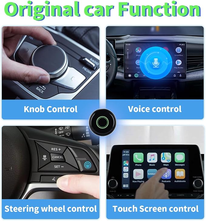 Wireless CarPlay Adapter for iPhone, Convert Wired to Wireless Apple CarPlay, Plug & Play, USB Type A, Black, Compatible with Cars 2016+ Compatible with iOS & Android