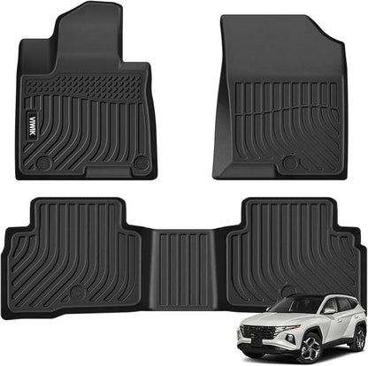 VIWIK Floor Mats Fit for 2022-2026 Hyundai Tucson Hybrid All Weather Custom Car Mats Full Set for 1st & 2nd Row Automotive Floor Liners TPE Black