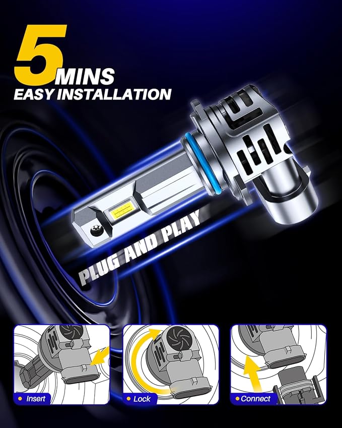 AUTOONE 9005 LED Bulb, 800% Brighter, 3 Min Quick Install, 20 Years Lifespan, No Flicker, 99% Compatibility