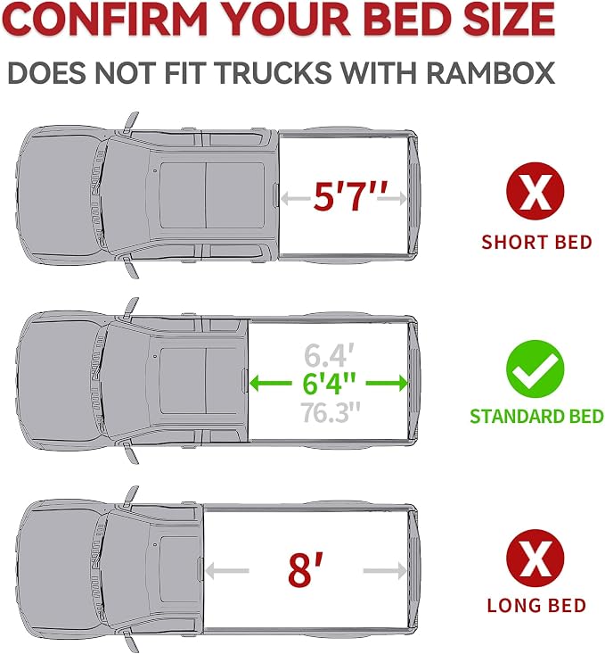 YITAMOTOR Quad Fold Hard Truck Tonneau Cover Fits for Dodge Ram 1500 2009-2024 (19-24 Classic ONLY) with 6.4ft Bed w/o Rambox, Heavy-Duty Aluminum Alloy Bed Cover