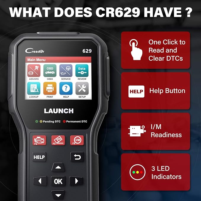 Launch CR629 OBD2 Scanner Code Reader 2026 New Scan Tool with Reset Oil/BMS Service+Live Data, Professional Mechanic Full OBDII Diagnostic Tool for Read/Clear DTCs Lifetime Free Update