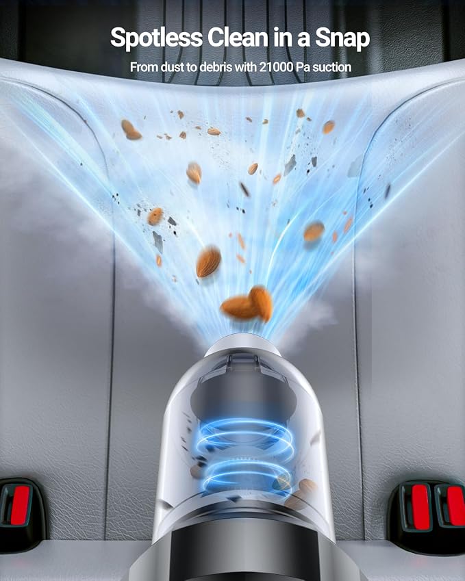 SEALIGHT Handheld Car Vacuum Wireless, Portable Vacuum Cleaner with 21000pa High Power Suction, Two Batteries Long Endurance, 18v/120w Mini Vacuum Cleaner for Car, Home, Office, Pet