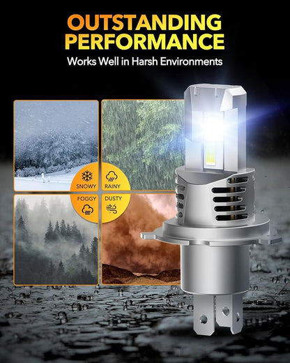 OXILAM HB2 9003 H4 LED Bulbs, 900% Ultra Bright, 40000LM, No Polarity, Plug-N-Play, 70,000 Hours Lifespan, Flicker-Free, 2 Pack