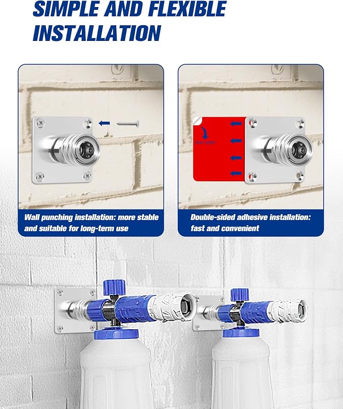 Foam Cannon Holder 2 Pack, Stainless Steel Foam Cannon Wall Mount with 1/4" Quick Connect, Pressure Washer Tip Holder for Garage, Heavy-Duty Foam Cannon Mount with Screws & 3M Adhesive Pads