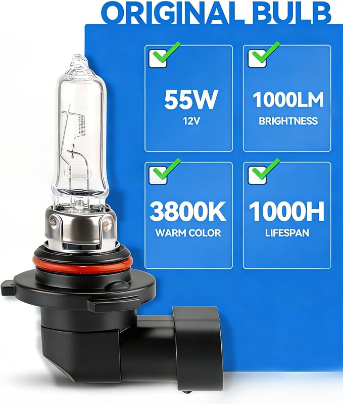 9005 Headlight Bulbs - 2Pcs 12V 55W 9005 Halogen Bulbs Replacement for Car Truck Headlight Bulb, 3800K Amber Yellow