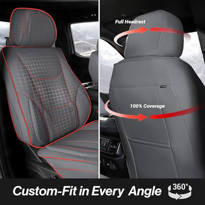 Coverland Custom SUV Car Seat Covers Front Seats for [2007-2024 Ford Edge] - Protector Car Seat Cover Water Resistant Leather Memory Form Back Support Seat Cushion [Front-Dark Gray]