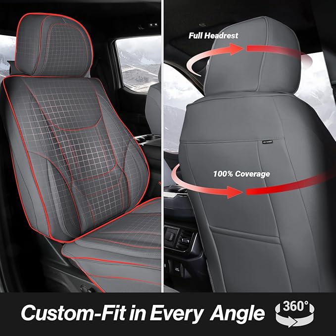 Coverland Custom SUV Car Seat Covers Front Seats for [2013-2019 Ford Escape] - Protector Car Seat Cover Water Resistant Leather Memory Form Back Support Seat Cushion [Front-Dark Gray]