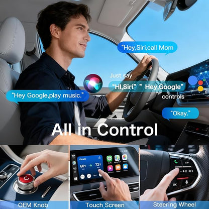2-in-1 Wireless CarPlay & Android Auto Adapter (2026 Upgraded), Fast 5GHz/2.4GHz Dual-Band WiFi, No Delay Plug & Play Dongle, Auto-Connect Mini Adapter for Wired CarPlay/Android Auto Cars