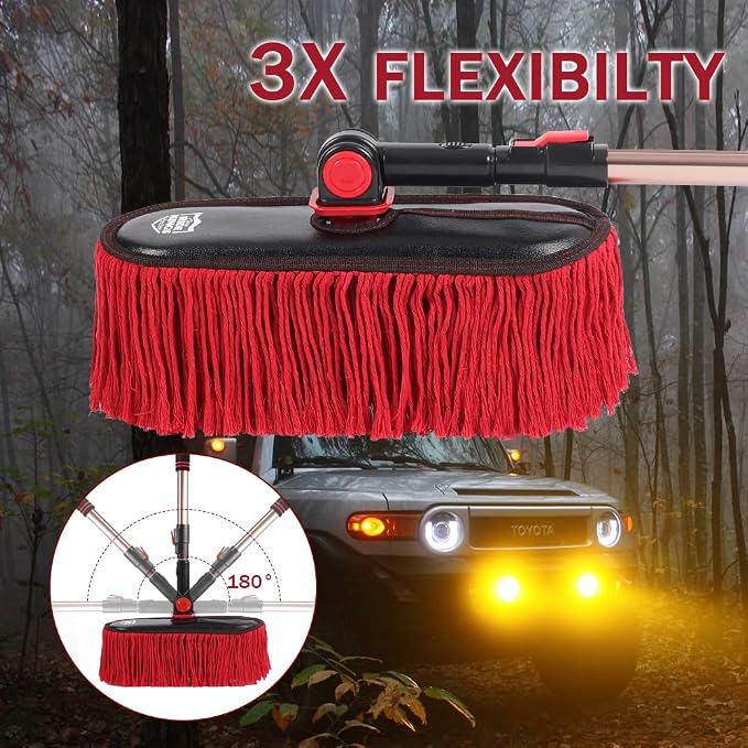 Car Cleaning Supplies Duster, Exterior Scratch Free, Soft Brush Kit for Truck SUV RV Motorcycle, Wax Cotton Hair, Extendable Handle, Dust Removing No Lint, Gifts for Men Women