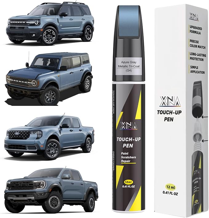 XNA Azure Gray Metallic Tri-Coat(G4) for Ford Touch Up Paint, Car Scratch Remover for Nicks and Chips Repair, 2-In-1 Quick & Easy Fix Car Scratch Repair Kit with Exact Color-Matched