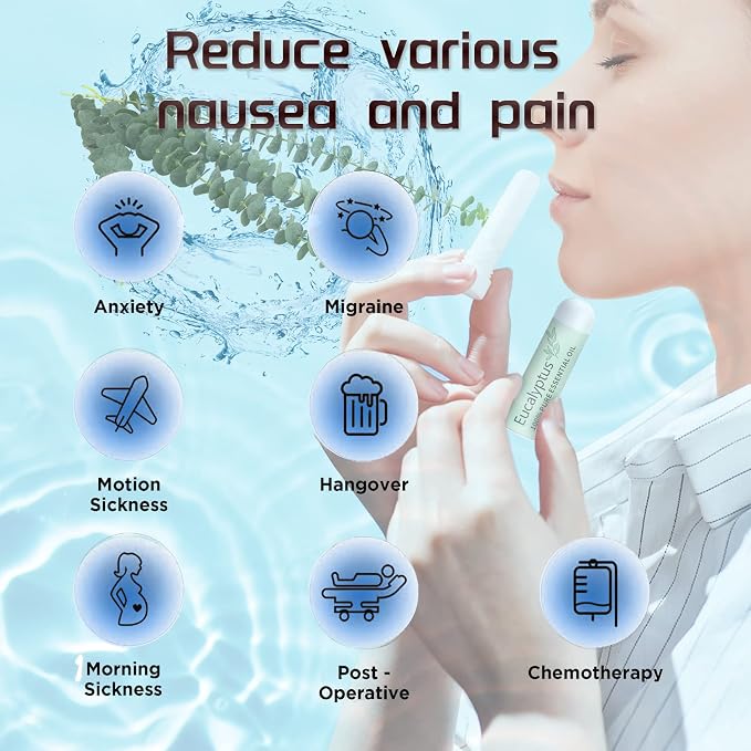 Hion Nausea Relief Inhaler-Eucalyptus, Natural Essential Oils Inhalers