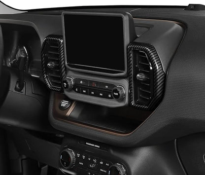 RT-TCZ Carbon Fiber Air Vents Trim Cover Air Condition Decoration Ring Kit Interior Accessories for Ford Bronco Sport 2021 2022