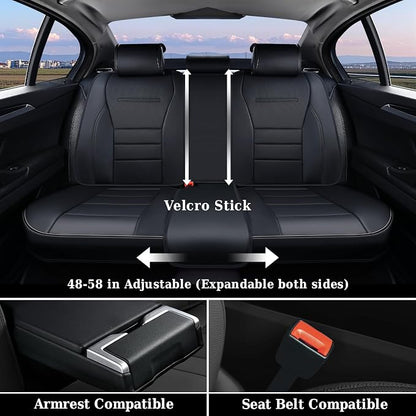 Coverado Seat Covers Full Set, Car Seat Cover Black, Seat Covers for Cars, Car Seat Protector, Nappa Leather Car Seat Cushion, Waterproof Car Seat Covers Front Seats and Back Fit for Most Cars