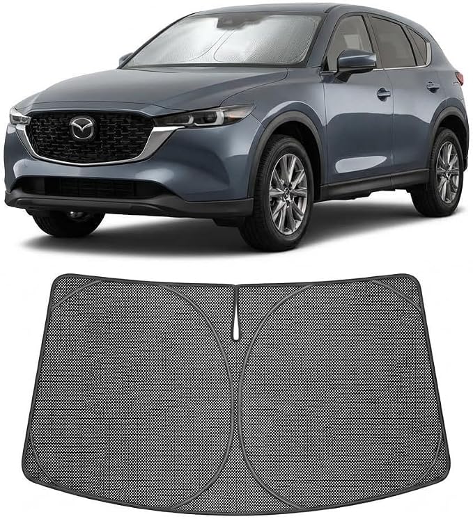 Proadsy Windshield Sun Shade Custom Fit Mazda CX-5 2017-2026 Ice Crystal Black Front Window Sunshade UV and Heat Blocker Foldable Visor Keeps Car Cooler for Summer Parking and Daily Use