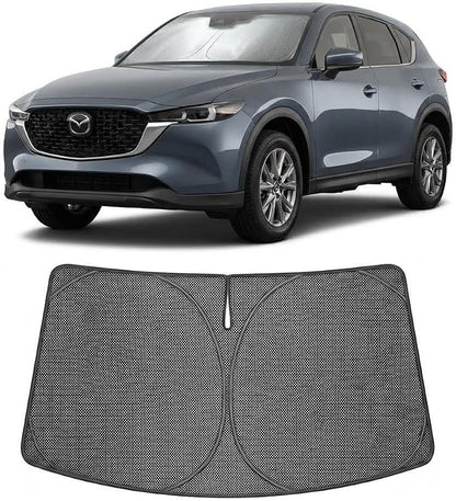 Proadsy Windshield Sun Shade Custom Fit Mazda CX-5 2017-2026 Ice Crystal Black Front Window Sunshade UV and Heat Blocker Foldable Visor Keeps Car Cooler for Summer Parking and Daily Use