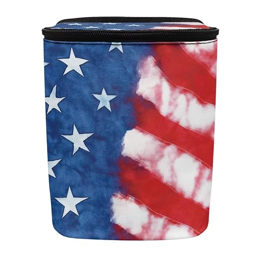 Talayituse American Flag Tie Dye Print Car Trash Bin, Large Size Auto Trash Can Adjustable Portable Garbage Can with Lid, Vehicle Hanging Bag for Headrest Front Back Seat