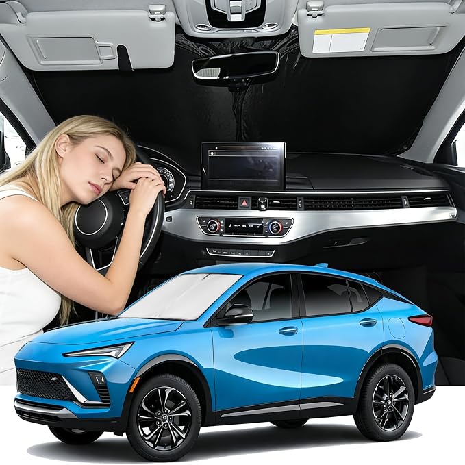 Windshield Sunshade for Buick Envista 2024 2025 2026 Sun Shade Car Windshield Accessories Upgrade 4 Layers Blocks UV Rays Custom Fit Envista Car Window Shades Front Windshield Keep Cool Foldable
