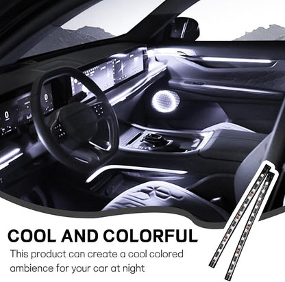 Car LED Strip Light, 12V 24 LED Interior Atmosphere Lights Under Dash Ambient Night Light, Universal Auto Interior Decorative Lamp with USB Port, Truck SUV Car Accessories (White, USB)