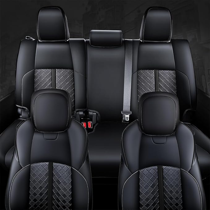 Carlimeki Leather Seat Covers Custom Fit for Tacoma Gen 4th (2024-2026) Double Cab, for SR, SR5, TRD PreRunner, TRD Sport, TRD Off-Road, Limited, Trailhunter - Armrest Covers Included - Fully Covered