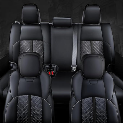 Carlimeki Leather Seat Covers Custom Fit for Tacoma Gen 4th (2024-2026) Double Cab, for SR, SR5, TRD PreRunner, TRD Sport, TRD Off-Road, Limited, Trailhunter - Armrest Covers Included - Fully Covered