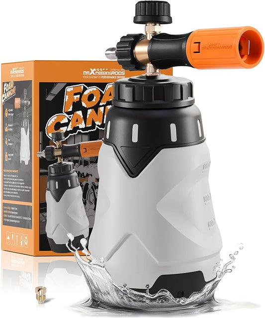 maXpeedingrods Foam Cannon for Pressure Washer, 1300ML Wide Mouth Quick Release Car Wash Foam Gun with Adjustable Soap Cannon & Thick Snow Foam, 1/4'' Quick Connector, with 2 Orifice Nozzle (White)