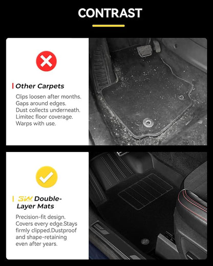 3W Floor Mats & Carpets Custom Fit Toyota Tacoma 2016-2023 (Only for Double Cab and Automatic), TPE Floor Liner Thickened Carpet with Safety Locks and Driver Heel Pad for Tacoma Cars Accessory
