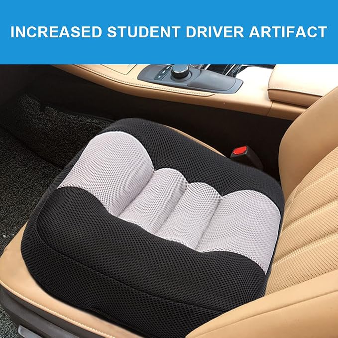Srutirbo Car Booster Seat Cushion Raise The Height for Short People Driving Hip (Tailbone) and Lower Cack Fatigue Relief Suitable for Trucks, Cars, SUVs, Office Chairs, Wheelchairs (Black and Gray)