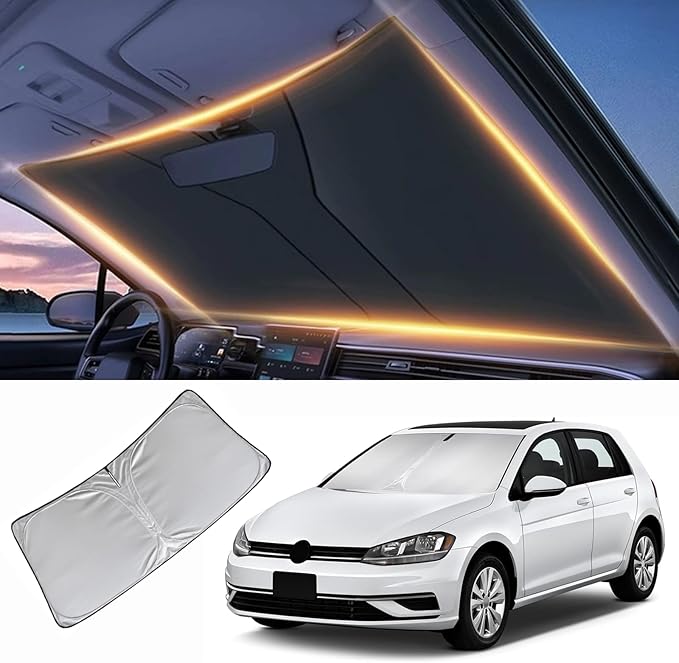 Windshield Sun Shade for Volkswagen Golf/Golf GT Front Window Shades Cover for 2015-2024 2025 2026 Golf GT Windshield Sun Visor Protector Car Accessories