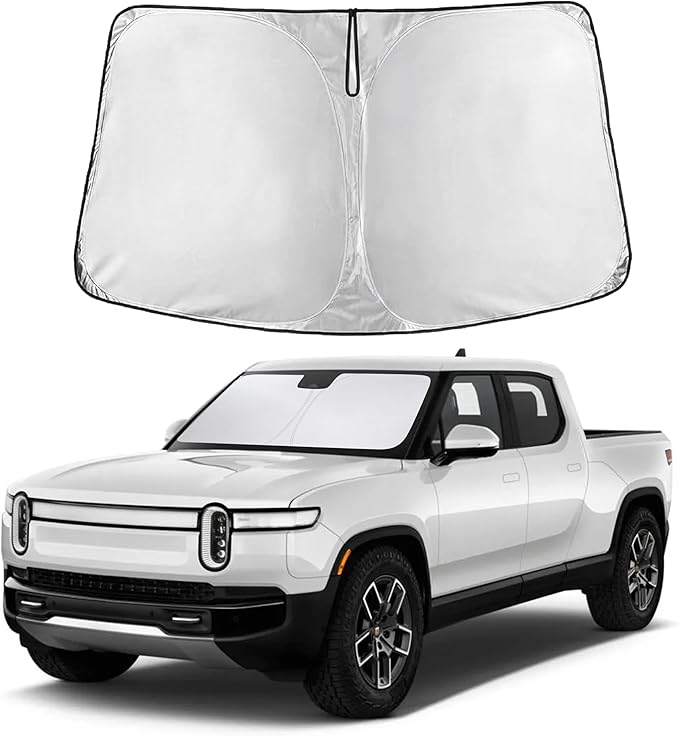 EcoNour Windshield Sunshade Compatible for Rivian R1T 2022-2024 2025 2026, Sun Visor for Front Windshield & Window Sun Shade Cover, UV Heat Blocker & Protector, Car Accessories