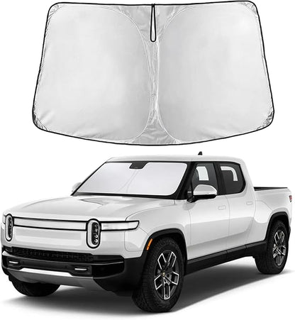 EcoNour Windshield Sunshade Compatible for Rivian R1T 2022-2024 2025 2026, Sun Visor for Front Windshield & Window Sun Shade Cover, UV Heat Blocker & Protector, Car Accessories