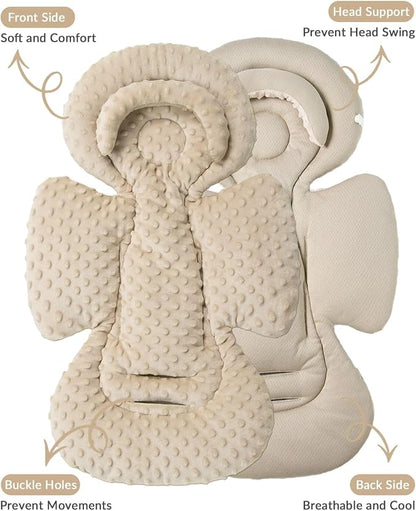 TinlyFinly Infant Car Seat Insert with Extra Cushion for Preemie to Toddler, Reversible Newborn Carseat Insert for Baby Head Body Support, Fits for Stroller, Baby Swing, Bouncer - Dots, Beige