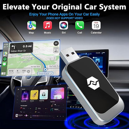 Wireless Carplay Adapter for Apple, Converts Wired to Wireless CarPlay, Plug & Play Carplay Wireless Adapter for iPhone 9 Above,Stable Fast Connection Low Latency Fits 2014 Onwards Cars