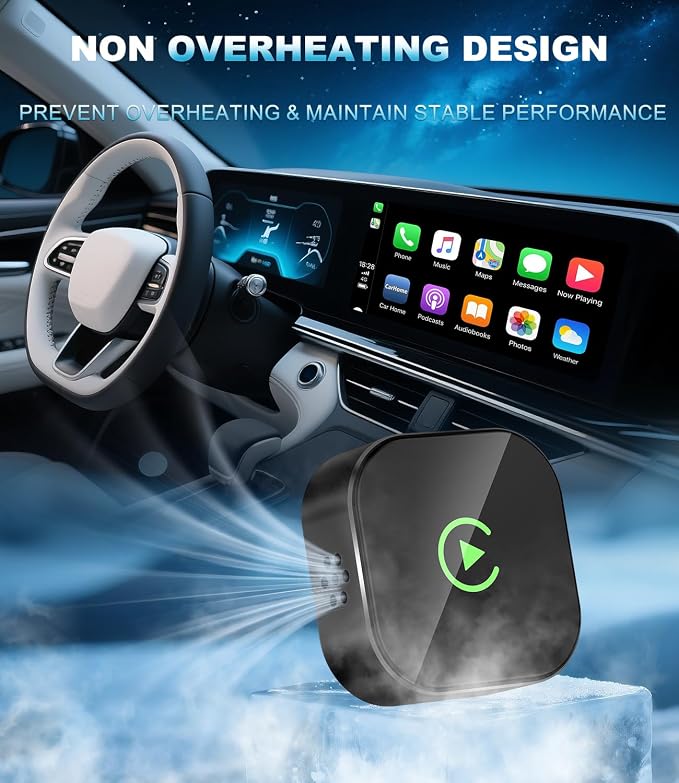 2026 Wireless CarPlay Adapter for Apple, Convert Wired to CarPlay Wireless Adapter, USB-C/Type-C Design, Plug & Play, Car Play Dongle Stick Only for Apple Wired CarPlay Cars & for iPhone iOS 10+