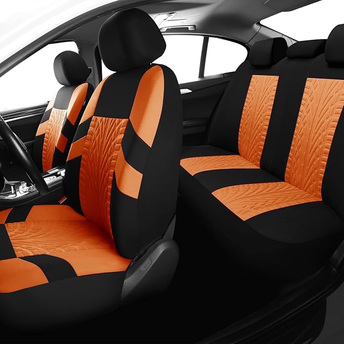 VarCozy Car Seat Covers Full Set, Front & Split Rear Bench for Car, Universal Cloth SUV, Sedan, Van, Automotive Interior Covers, Airbag Compatible