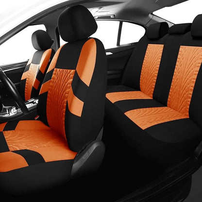 VarCozy Car Seat Covers Full Set, Front & Split Rear Bench for Car, Universal Cloth SUV, Sedan, Van, Automotive Interior Covers, Airbag Compatible