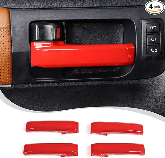 ABS Car Inner Door Handle Decoration Cover Trim Fit for Toyota Tundra/Sequoia 2007-2021 Interior Car Accessories (Red)