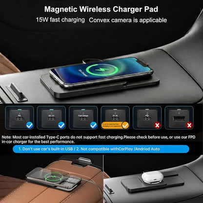 Wireless Charger Car Magnetic Charging pad Fast Wireless Phone Charger Cell Phone Cordless Charging mat Compatible with iPhone 16/15/14/13/12, Airpods Earbuds(C11MAG)