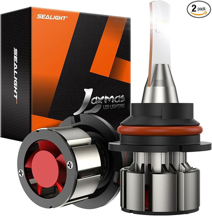 SEALIGHT 9004 LED Bulbs, L2 HB1 24,000LM Super Brightness 6000K Cool White Fog Bulbs, IP68 Waterproof, Plug and Play, 15000RPM Turbo Fan, 60000Hrs Lifespan, 1:1 Size Driving Bulbs, Pack of 2