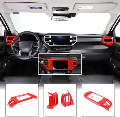 Car Center Console Air Conditioning Outlet Trim Cover Kit Compatible with Toyota Tundra/Sequoia 2022-2026, ABS Dashboard Side A/C Vent Panel Decorative Frame Protection Accessories, For 8-inch Screen