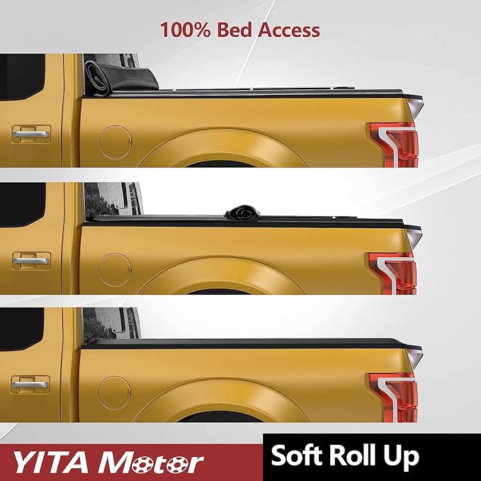 YITAMOTOR Soft Roll Up Truck Bed Tonneau Cover Compatible with 2014-2018 Chevy Silverado/ GMC Sierra 1500, 2019 Legacy/ Limited, Fleetside 6.6 ft Bed